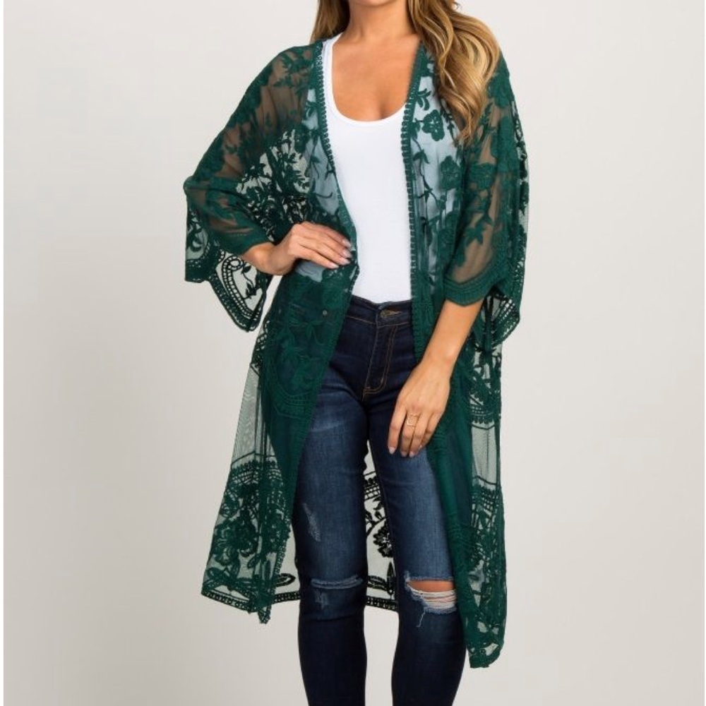 Green Lace Kimono